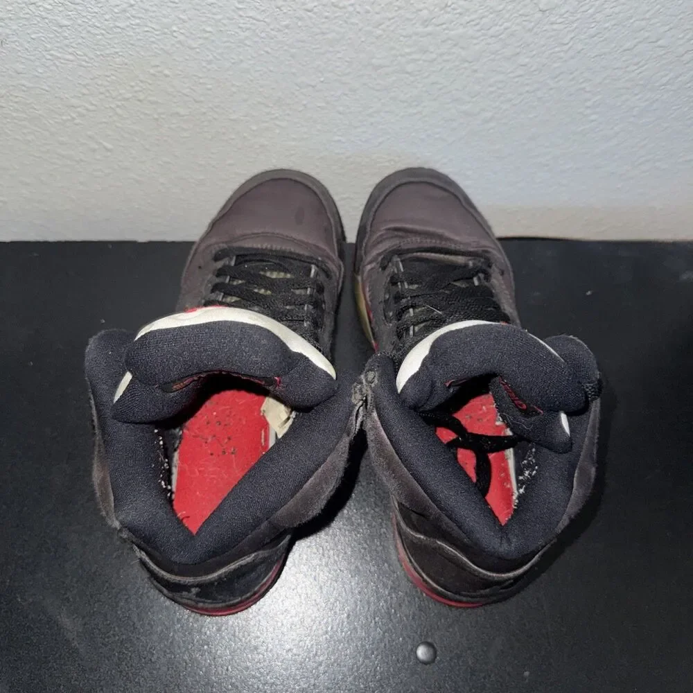 Nike Air Jordan 5 Satin Bred Black Red Size 6Y  / Women's 7.5 Sneakers